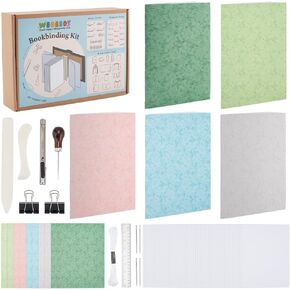 WEBEEDY 4 Sets DIY Bookbinding Kit Complete Book Making Kit DIY Writing Journal Set Bookbinding Starter Kit for Adults Beginners Work Note Taking Travel Business Personal Diary,8X6/15X21cm(A5)