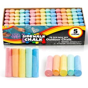 JOYIN 150 Pcs Sidewalk Chalk Set in 30 Packs, 5 Colors, Giant Box Non-Toxic Jumbo Washable Chalk for Outdoor Art Play, Painting on Chalkboard, Kitchen, Blackboard, Playground, Outdoor