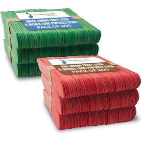 Jumbo Green Craft Sticks 6 inch, Pack of 200 and Red Jumbo Craft Sticks 6 inch, Pack of 200 by Woodpeckers