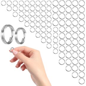 100pcs حلقات رئيسية صغيرة حلقات صغيرة مقسمة لصنع المجوهرات ، حلقات مزدوجة مستديرة خواتم القفز من الفولاذ المقاوم للصدأ قلادات أساور الأقراط سحر الأسنان لعلامة طوق الحيوانات الأليفة DIY الملحقات الحرفية (6+8 مم)