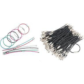 Bayite 12 Pack 6 Bats Cable Rings (ألوان متعددة) و 50 حزمة 4 بوصة حلقات كابل السلك (أسود)