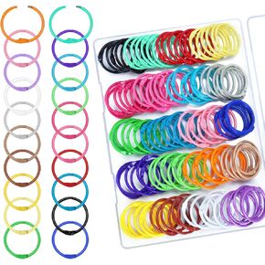 Bercoor 120 PCS Binder Rings 1 بوصة حلقات الكتب المعدنية لبطاقات الفهرس حلقات البطاقات التعليمية ، حلقات رابط أوراق فضفاضة صغيرة حلقات مفاتيح حلقات دفتر لمكتب المدرسة ، 20 لونًا