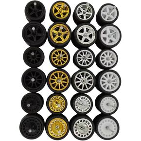 1/64 Scale Progressive Rubber Wheels – Set of 10 Random Designs (10.5mm & 13mm) – Compatible with Hot Wheels, Matchbox & Mini GT