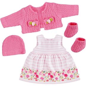 Babeside 4 PCS Rebond Baby Doll Doll Clothers for 12-16 Inch Dolls و Pink Doll Cloths and Floral Skirt & Hat