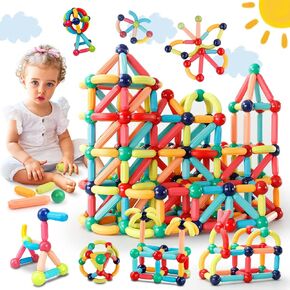 64pcs لبنات البناء المغناطيسية - ألعاب Montessori الحسية مع مغناطيس أقوى ، ألعاب التعلم العلمي للأطفال ، هدية كيت إبداعية للبنين والبنات
