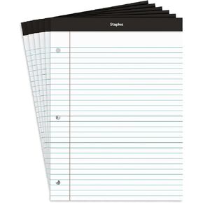 Staples Notepads ، 8.5 "× 11.75" ، محكم على نطاق واسع ، الكناري ، 100 ورقة/وسادة ، 6 وسادات/حزمة (ST57349)
