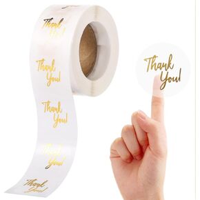 500Pcs 1.5 in Clear Thank You Stickers Round Transparent PVC Stickers, Self-Adhesive Envelope Seal Labels for Business Wedding Festival Baby Shower Birthday Party (500)