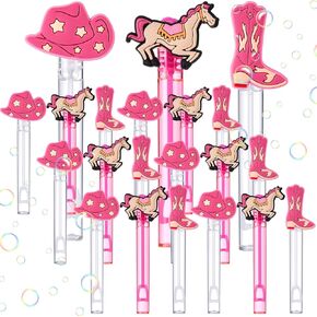 24 PCS Western Cowgirl Bubble Wands Bulk Rodeo Party Favors Mini Bubble Wands Cowboy Horse Boot Curs for Hot Princess Party Party Supplies Birth