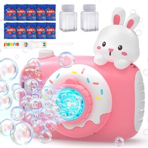 EagleStone Easter Bunny Bubble Machine for Toddlers, Kids Camera Bubble Machine, Automatic Bubble Blower with Lights,Strap, 2 Bubble Bottles,10 Refill Packs, Outdoor Party Easter Basket Gift