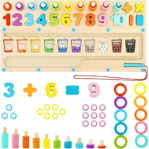 Wood City Magnetic Color and Number Maze ، 3 In1 Montessori Magnet Puzzle Game Board للأطفال الصغار ، ألعاب أنشطة التعلم في مرحلة ما قبل المدرسة ، ألعاب المهارات الحركية الرائعة للفتيان البالغ من العمر 3 سنوات (كبيرة) (كبيرة)