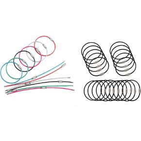 Bayite 12 Pack 6 Bats Cable Rings (ألوان متعددة) و 20 حزمة 6 بوصة حلقات كابل السلك (أسود)