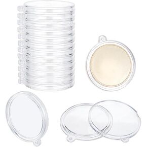 Fingerinspire 20pcs Clear Coin Holder سلسلة مفاتيح 1.57 بوصة عملة مخزنة أكريليك تخزين مفتاح العملة حماية المعلق