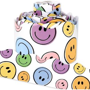 32.8ft Boho Happy Face Bulletin Border Colortulful Smile Face Die Cut Trim Border Roll for Chalkboard Wall Decor