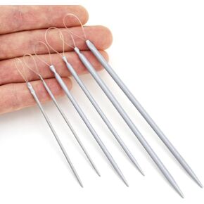 Acoeitl 6 Pcs 3 Size Grey Aluminum Blunt Yarn Needles Large Eye Wool Needles for Yarn Crochet Weaving Darning Tapestry Needle for Beginners Sewing Needles Stitches (2 Large, 2 Medium, 2 Small)