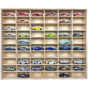Spaceape Wooden Display Case for Hot Wheels ، Matchbox ، 1/64 Scale Diecast Car Models ، خزانة تخزين لـ 60 سيارة