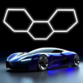 LED Hexagon Garage Light 12pack 2-Hex ، 12700lm Car Carning Care Top Shop Light ، DIY Clisling Wall Decor