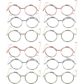 نظارات دمية Mini Doll Mini Favomoto 12pcs ، دمى الزجاج النحاسية العالمي دمى زجاجية صنع اللوازم لحرف الدمية الأليفة Cosplay
