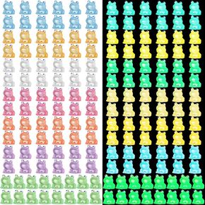 50 PCS MINI RESIN FROGS LUMINOS TILW في الضفادع الصغيرة المظلمة للحيوانات الصغيرة التماثيل المصغرة صورة للمناظر الطبيعية Aquape DIY Party Party Party Forms (Colorful)
