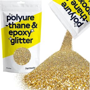 HEMWAY POLYURETHANE و EPOXY GLITER METALLIC CRYSTAL FLAKE ADDIVER للأرضيات ، وصنع المجوهرات ، والبهلوانات والراتنج 100G / 3.5 أوقية - Ultrafine (1/128 "0.008" 0.2 مم) - الذهب الفضة