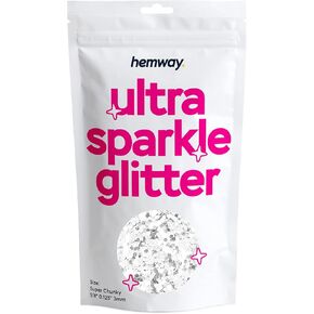 Hemway Premium Ultra Sparkle Glitter Multi Guff Motallic Flake for Arts Crafts مستحضرات التجميل راتنجات مهرجان الوجه - برتقالي الفلورسنت - مكتنزة فائقة (1/8 "0.125" 3 مم) 100g / 3.5 أوقية