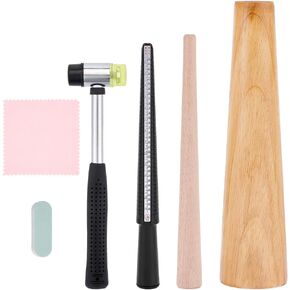 UniCraftale 1 Set Bracelet Sizer Sizer Tool Tool Bangle Ring Enlarger Stick Tool Mandrel Sizer مع أداة تحجيم مجوهرات Mallet Mallet ذات الوجه المزدوج وأداة إصلاح أدوات التلميع