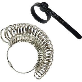 Ring Sizer Measuring Tool, 27 Pieces, 0-13 Half Sizes, 1 Finger Tape Measures with Magnifier