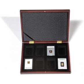 علبة عرض Leuchtturm Volterra لـ 8 × Gold Bar في عبوة نفطة ، Mahogani