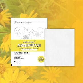 Labottach Arnipatch: Soothing Arnica Pain Relief Patches for Joint & Muscle Pain, Soreness and Swelling Relief from Bruises or Injury for 12 Hours | Arnica Montana 1X HPUS (1%) | 3.9" x 4.7" | 5 Count