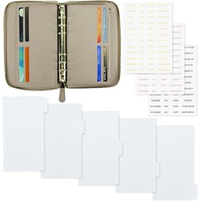 Koqye A6 PU Leather Cash Envelope Wallet-الموثق الميزانية مع سستة ، جيوب وملصقات مقسمات واضحة ، منظم أموال الكل في واحد للمظاهر النقدية وتخطيط الميزانية (أسود) in Kuwait