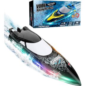 قارب RC 30+ ميلاً في الساعة مع أوضاع خفيفة ، قوارب كهربائية من RC Jet للأطفال من 8 إلى 12 البالغين المسبح في البحيرة المائية ، وقارب سباق سريع مع تصديق ذاتي ، مقاوم للماء ، تبريد المياه ، تنبيه منخفض البطارية ، 2.4 جيجا هرتز ، أسود ، أسود