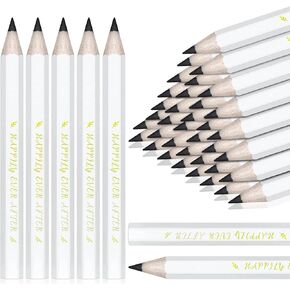 50 Pcs Wedding Half Pencils Happily Ever After Pencils Mini Short Golf Pencils Pocket Hexagonal Pre Sharpened Pencils for Wedding Bridal Shower Favor Gift Company Meetings(White)