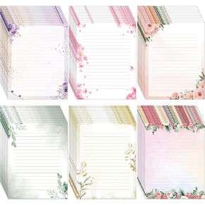 Spakon 180 Pcs Floral Decorative Printer Paper Bulk 8.5 x 11 Inches Flower Lined Stationary Paper Double Sided Letterhead Writing Stationary Decorations for Wedding Birthday Party Invitations