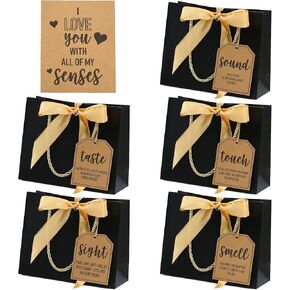 Sandoo 5 Senses Tags with 1pcs أحبك مع كل ما عندي من حواستي - بطاقات الحب لصديقها ، صديقها ، زوج ، زوجة ، خمسة بطاقات الحواس للذكرى ، عيد ميلاد ، هدية عيد الحب