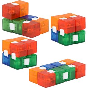 ArtCreativitive Flip Cubes للأطفال ، مجموعة من 4 ، مكعبات تململ للمتعة والاسترخاء ، ألعاب تخفيف الإجهاد للأطفال والبالغين ، مجموعة مكعبات تململ محمولة ، تفضل الحفلات وتخزينها