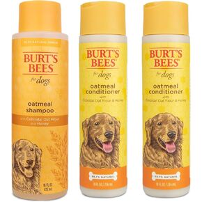 Burt's Bees for Pets Petmeal Dog Dog Shampoo و Depaliter مع دقيق الشوفان الغروي والعسل | Gentle Dog Grooming مجموعة للبشرة الحكة والرطب | 16 Fl Oz Shampoo & 2pk 10 Fl Oz Deveryer