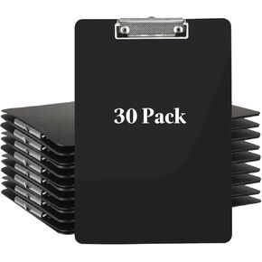 CertBuy 30 Pack Black Clipboards, Black Plastic Clipboards, Plastic Office Clipboard 12 x 8.7 Inch Letter Size for Classroom, Teacher, School, Home, Office Supply