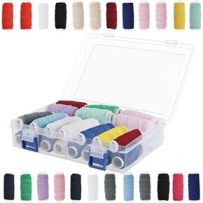 24pcs خيط خياطة مرن لآلة الخياطة ، و 0.5 ملم shirring مرنة الخيط للخياطة ، serger ، وحيرة اللحف بالخياطة ، والنسج ، DIY ، 30m كل بكرة التخزين المؤقت