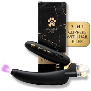 3 في 1 الكلاب القناصة الأظافر و Clippers أظافر الحيوانات الأليفة - الكلب الاحترافي الكلب الكلب كليبرز مع شفرات الفولاذ المقاوم للصدأ ، LED و UV ، وملف الأظافر من أجل السلامة ودقة أظافر الحيوانات الأليفة