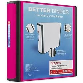 Staples 3 بوصة 3 حلقات أفضل رابط ، وردي ، 2/حزمة (ST55890-CCVS)