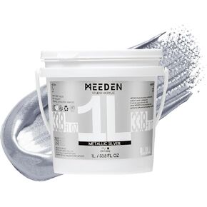 MEEDEN Metallic Silver Acrylic Paint: 1L /33.8oz Silver Acrylic Paint for Adluts Artists Hobbists Painting on Craft Home Décor Projects Furniture
