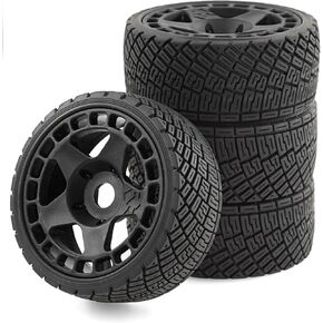 1/8 1/7 RC On Road Tires and Hard Plastic Rally Racing Wheels 17mm Hex Touring Tyres OD 3.94'' for 1:8 1:7 Street Drift Car ARRMA Losi Kyosho GT2 W10 Tamiya HPI WR8 HSP 4PCS (White)