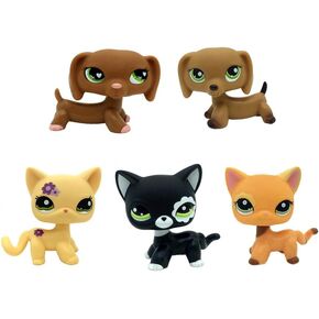 5pcs Rare Mini Pet #1962#2249#556#139#1643 Dachshund Dog Short Hair Cat Action Figures Kids Boy Girl Toys
