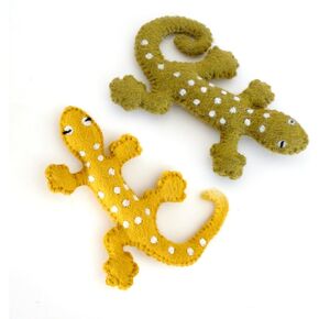 شعرت Glaciart One Lizard Cat Toy - 2 PCS | إثراء غامض ناعم 100 ٪ من الصوف الطبيعي - مجموعة ألعاب Catnip Play التفاعلية - آمنة للحيوانات الأليفة ، الأصباغ غير الأزرية الملونة