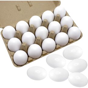 Tuzuaol 15 PCS البيض الخشبي الأبيض ، البيض المزيف في عيد الفصح حجم الحياة البيض العادي للأطفال DIY طلاء البيض الخاص بك ، حرفة عيد الفصح ، مطاردة بيض عيد الفصح ، سلة عيد الفصح