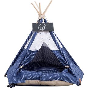 سرير Pet Teepee Dog & Cat مع وسادة- خيام وبيوت للحيوانات الأليفة المحمولة مع وسادة وبلاك