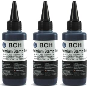 ملء حبر الختم الأسود 3x بواسطة حبر BCH - الحبر الممتاز -2.5 أونصة (75 مل) لكل زجاجة (7.5 أوقية / 225 مل) إجمالي)