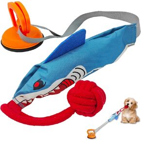 لعبة شد الكلب الصاخبة المتميزة ، لعبة أسماك القرش التفاعلية من لعبة War Pet Toy مع كوب شفط لإبقائها مشغولة ، تنظيف ألعاب حبل الكلاب لتنظيف الأسنان للعب الجرو الصغير المتوسط ​​الداخلي أو في الهواء الطلق
