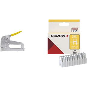 Arrow T59 Wiring Tacker & Arrow 591168 Genuine T59 Steel 1/4-Inch by 5/16-Inch Insulated Staples for Cable and Wiring, Clear, 300 Count