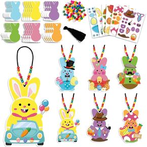 30pcs easter crafts kits for Kids Diy Netlaces chedlace netclace strail kit make your easter easer bead making kit for school class -stival actives easter gifts