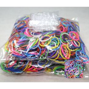 Bluedot Trading 1200 قطعة Mulet-Color Rubber Band Loot Band Set و 50 Clear S Clips for Kids DIY الفنون والحرف اليدوية ، وقوس قوس قزح حزمة إعادة ملء